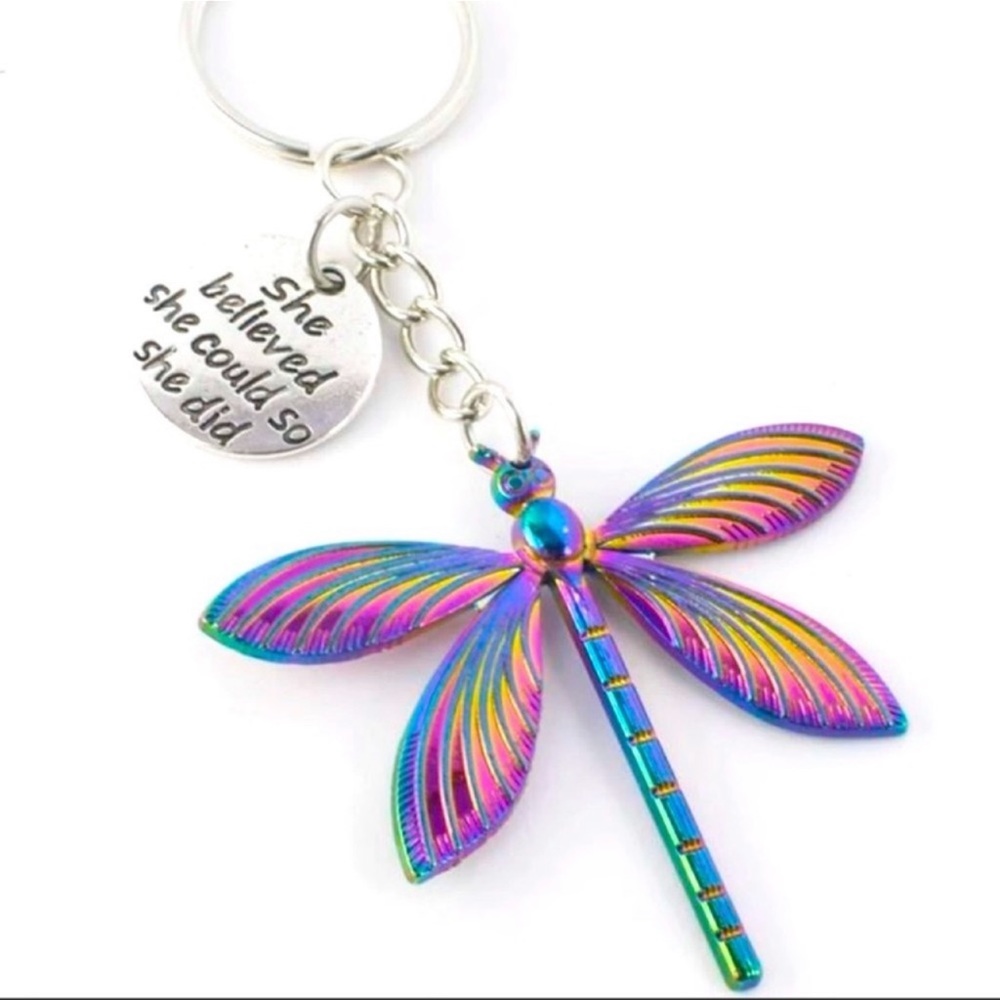 Inspirational dragonfly keychain